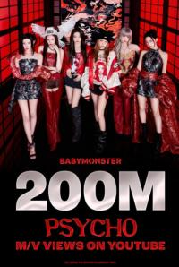 BABYMONSTER《PSYCHO》MV播放量破2亿 全球影响力再升级